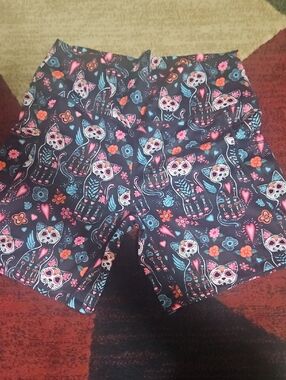 Constantly Varied Gear Black Active Shorts with Pink & Teal Floral Skull Print